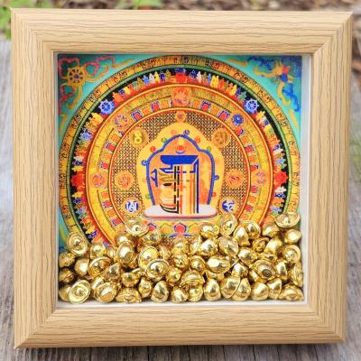 Tranh lưu niệm để bàn mandala kalachakra và thỏi vàng mẫu 4